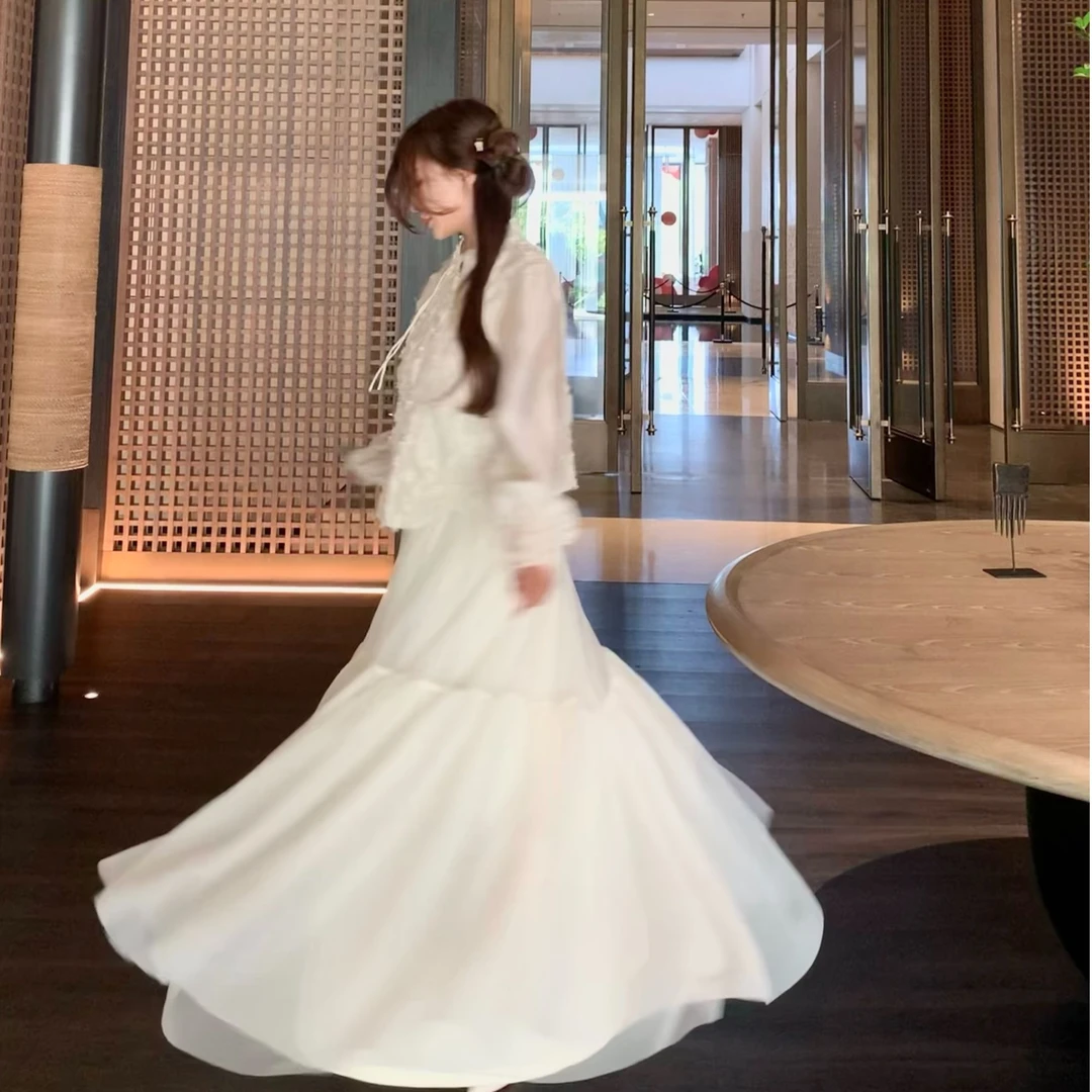 mumu2025春夏高级感重工飘逸纱裙显瘦温柔百搭高腰半裙