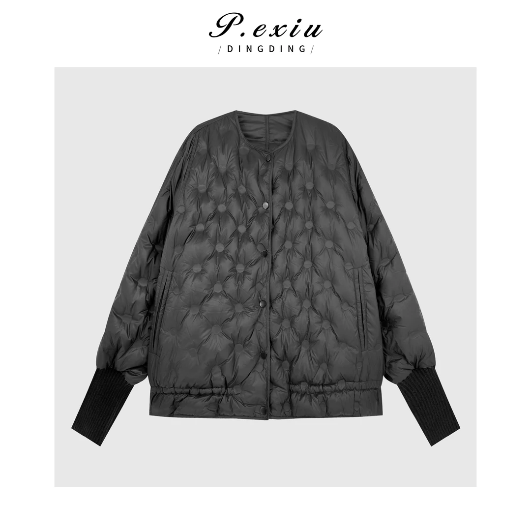 PanYiXiu/潘依绣进口白鹅绒压格蓬松高级感下摆抽绳羽绒服MJC176