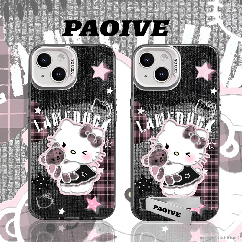 HelloKitty创意适用苹果华为vivoiPhone小米三星防摔彩银手机壳