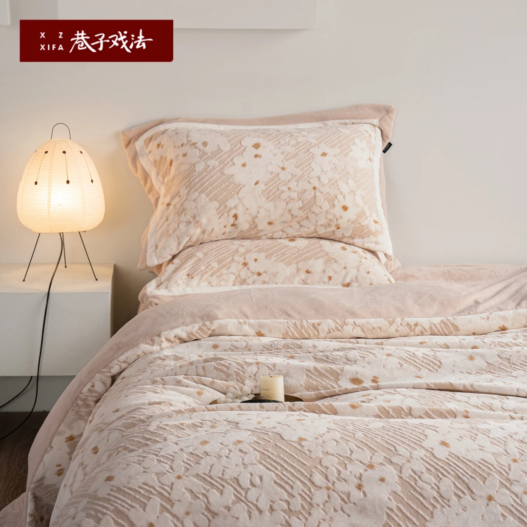 巷子戏法A类牛奶绒四件套珊瑚双面绒床单被罩高端床上用品北欧风
