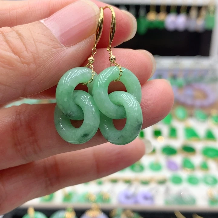 翡翠18K金镶嵌耳饰