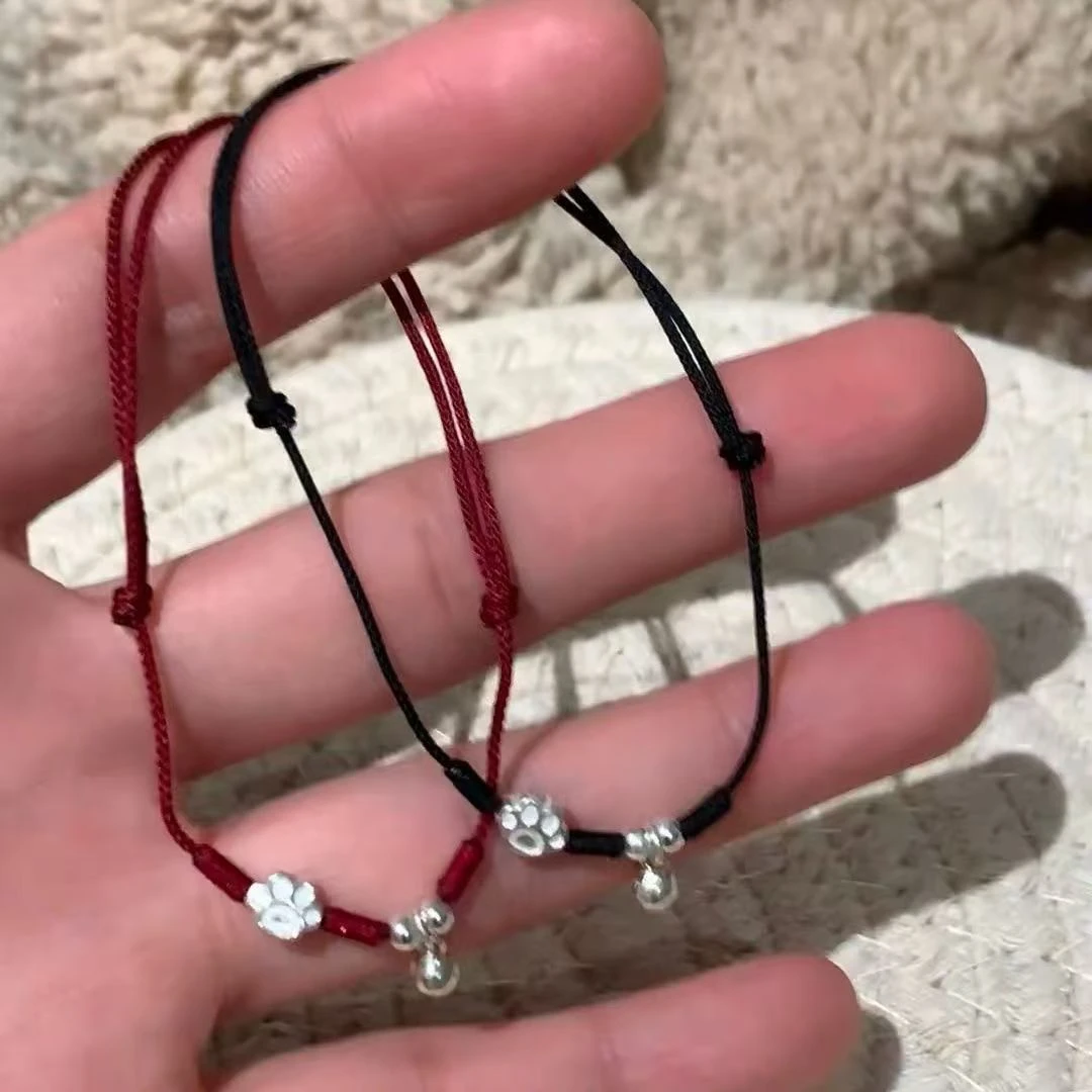 新款猫爪铃铛手链编织红绳简约手绳闺蜜情侣转运礼物学生本命年