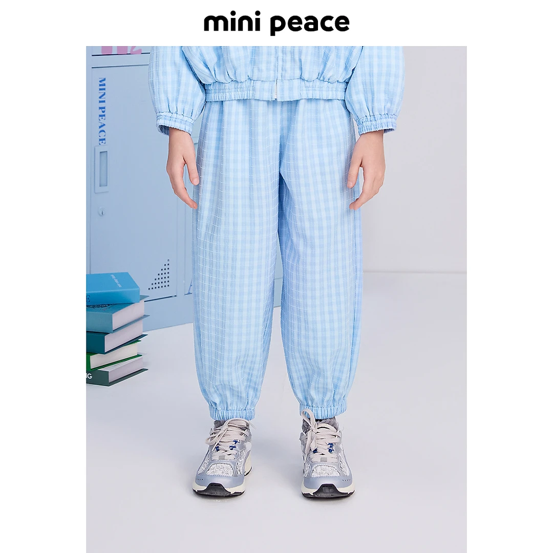 【专柜同款】MINIPEACE太平鸟童装女童裤子春季格纹束脚儿童长裤