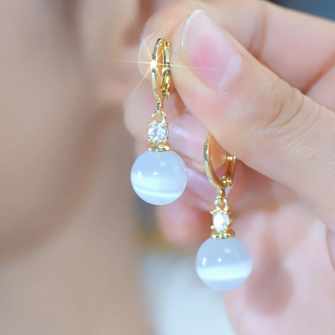 铜合金合成锆石耳饰 【冰清玉洁】耳饰轻奢小众设计感百搭耳环
