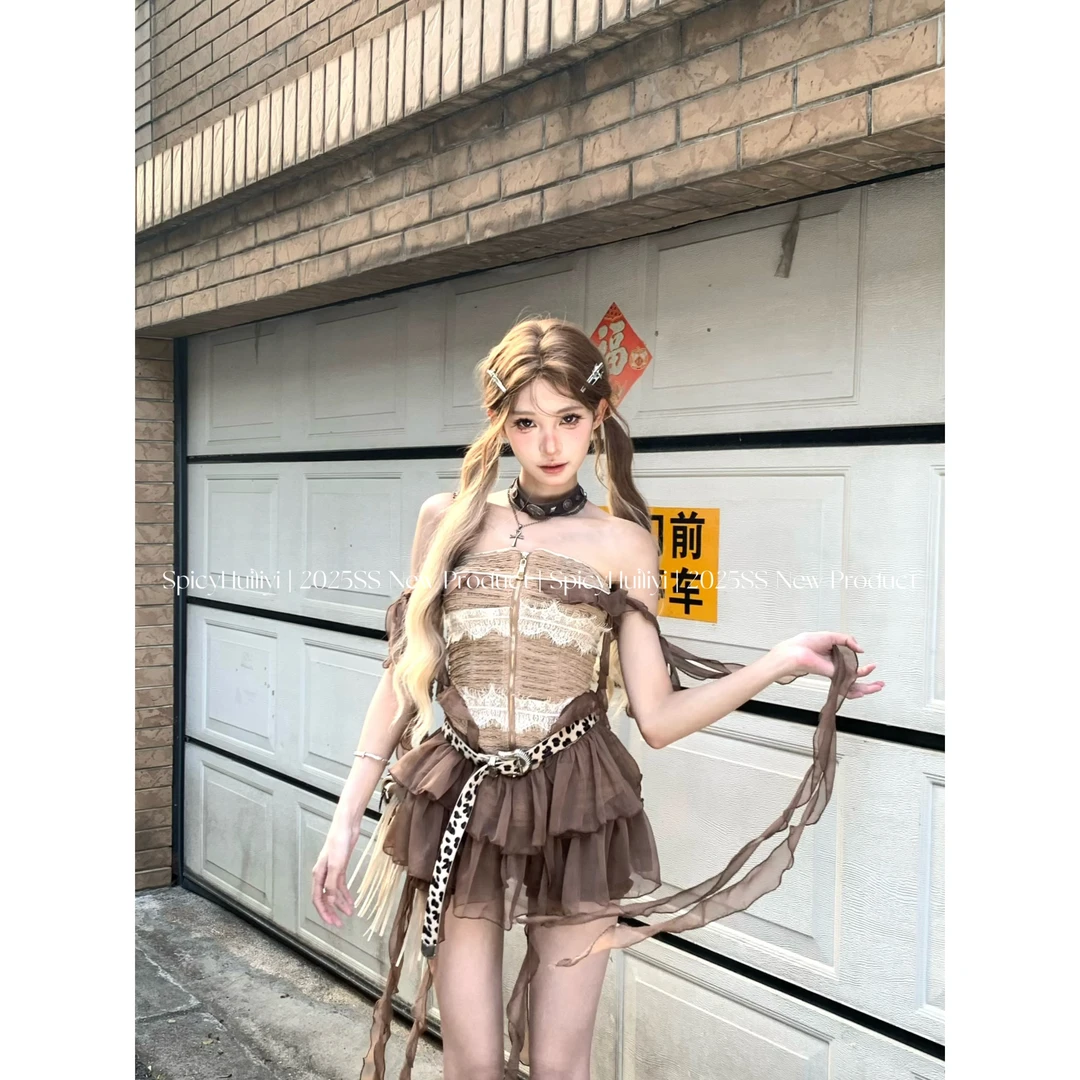 绘梨衣【蔷薇伊甸园】夏款纯欲设计款飘带辣妹收腰抹胸连衣裙