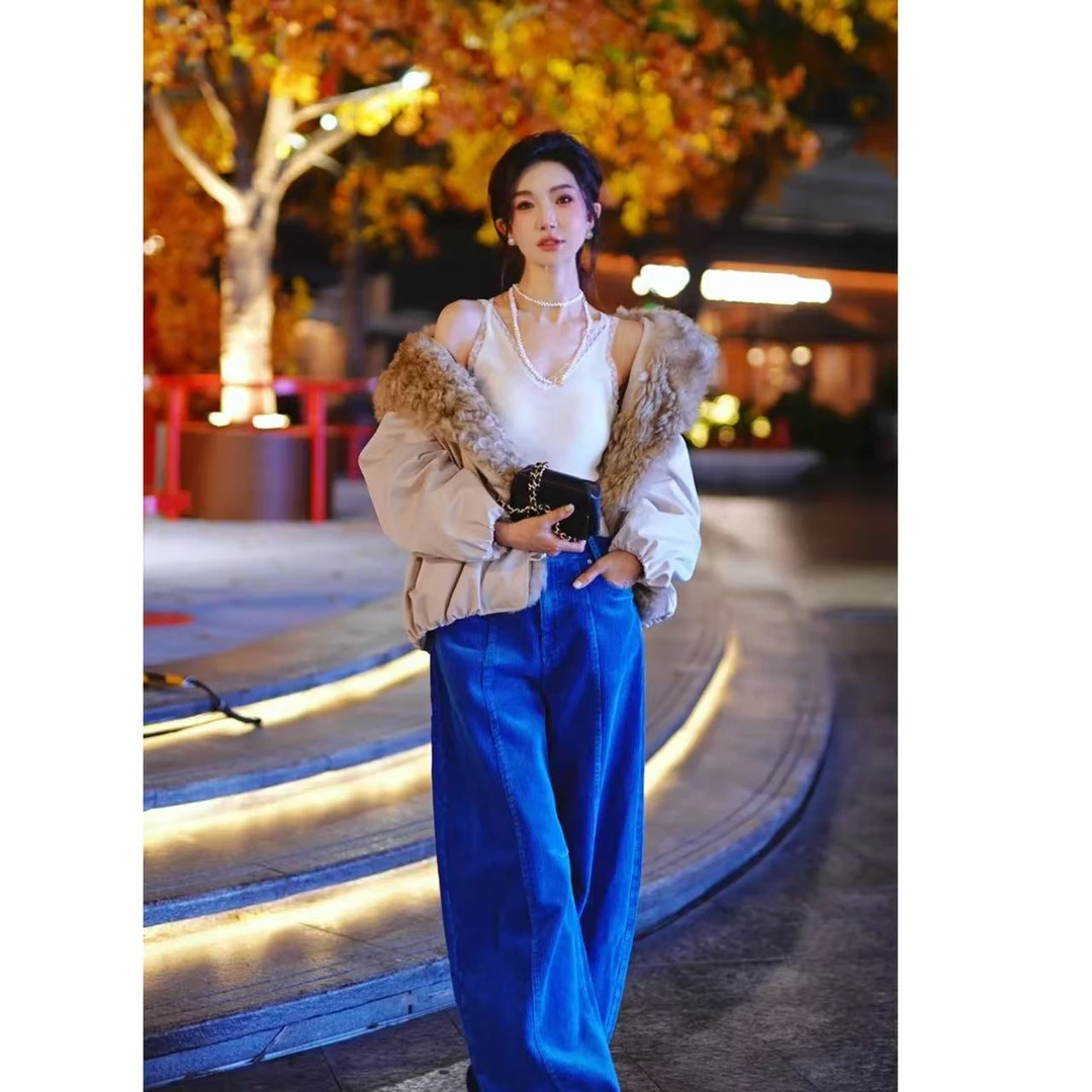 yiyiya.Guo艺艺吖【冰川之界】拼羊毛革派克鹅绒外套110099SS52