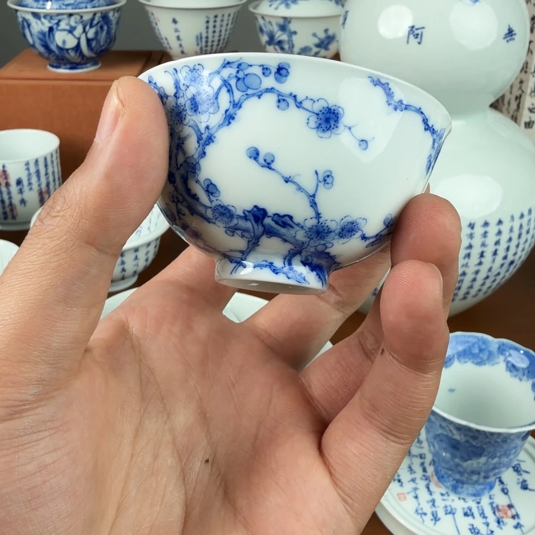 手绘青花书法作品