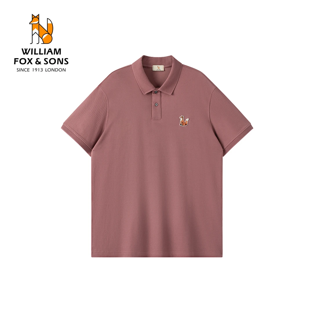 英国小狐狸精梳长绒棉混纺亚麻网眼珠地通勤休闲狐狸刺绣短袖POLO