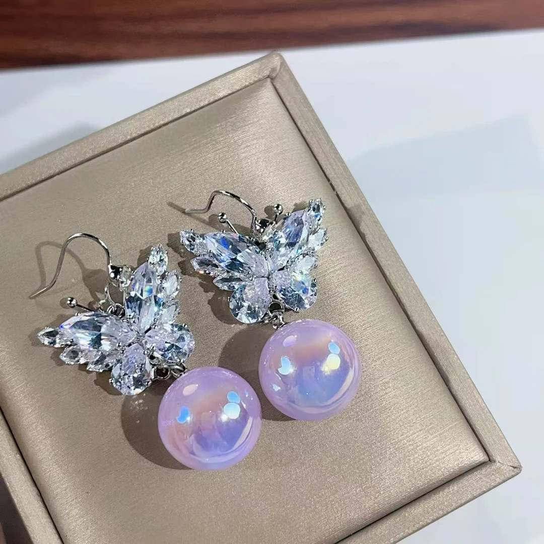 铜合金耳饰 手工轻奢时尚设计感气质复古镶嵌炫彩百搭耳环5822