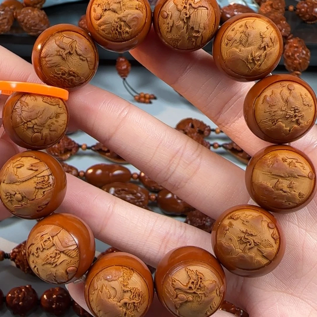 手串橄榄核油核山水手串