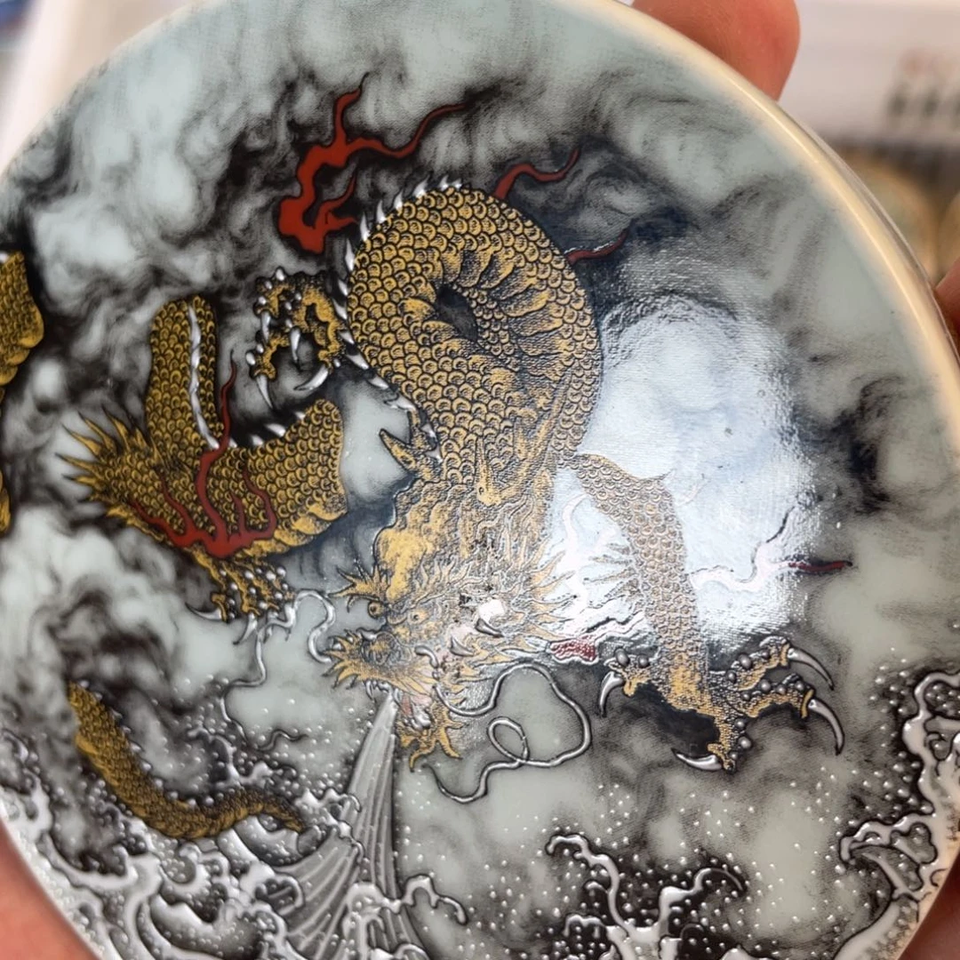 瓷片景德镇墨龙游海盖置