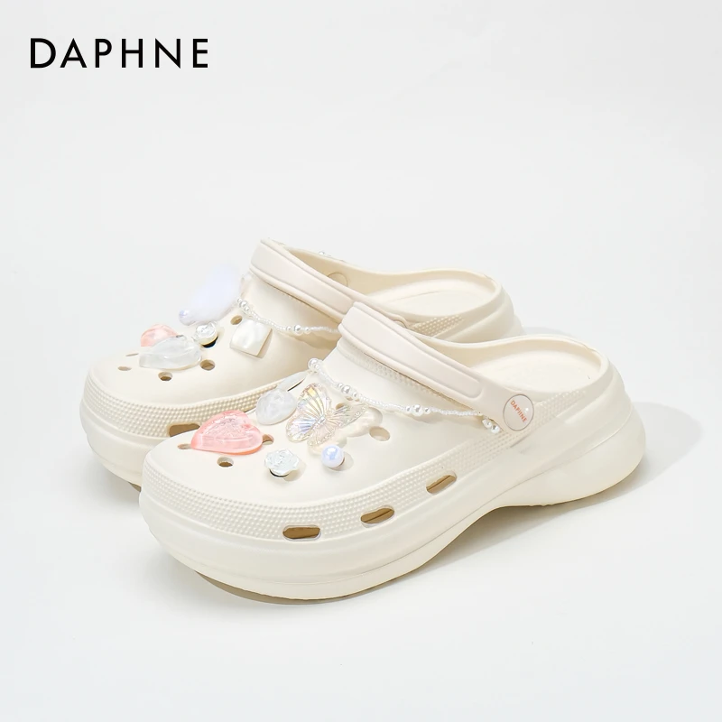 Daphne/达芙妮洞洞鞋女夏季25上新外穿时尚包头拖鞋软底女士凉鞋