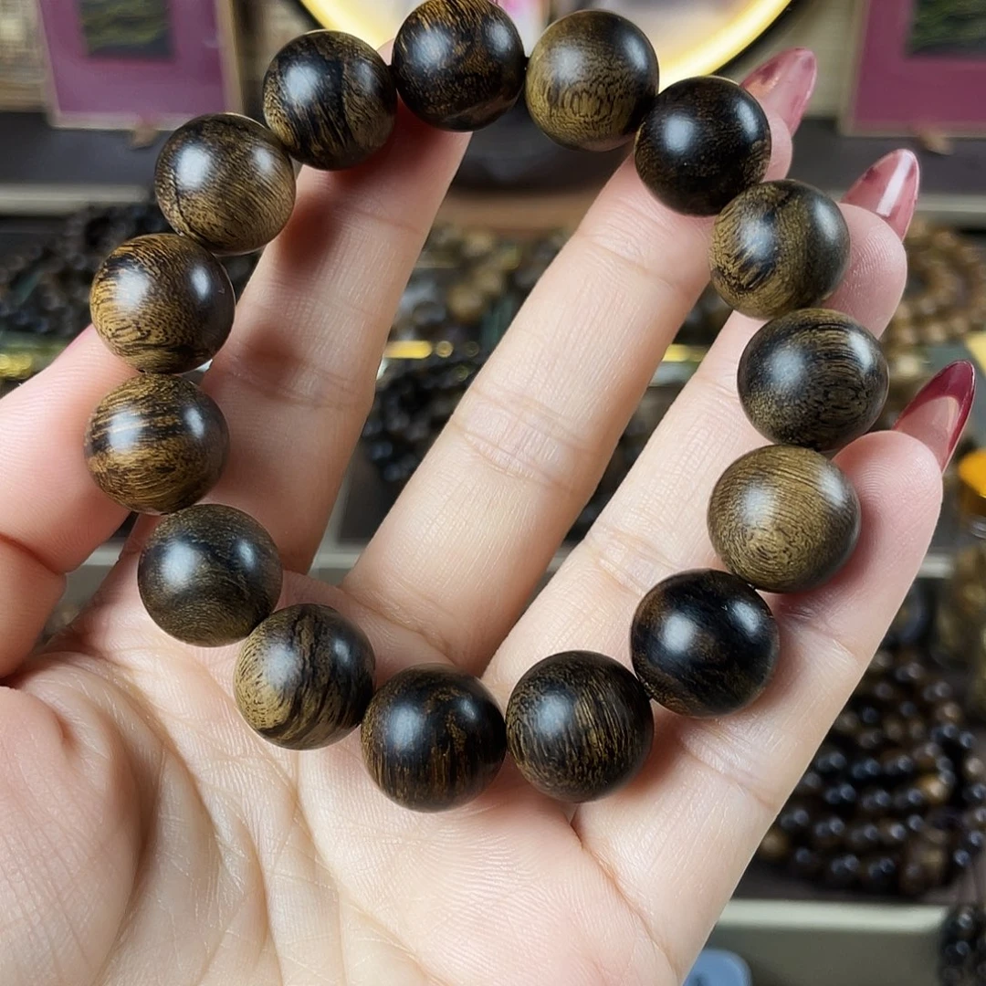 手串沉香越南芽庄老白棋玉化老料瘤疤虎斑1.4