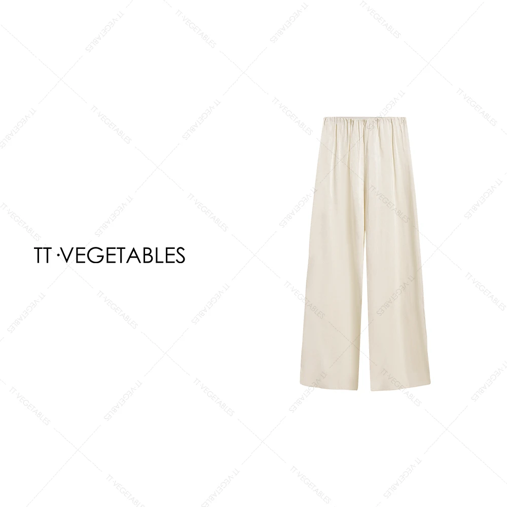 TT・VEGETABLES【序白】长烟 100进口铜氨丝纯色直筒裤阔腿裤512154