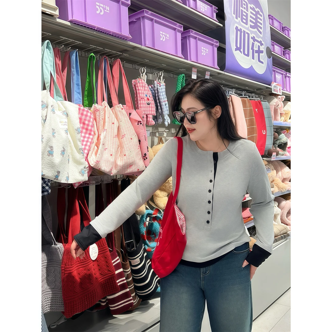 断码捡漏~加泰罗尼 / 韩范基础显瘦长T恤13529花契200斤胖mm时尚