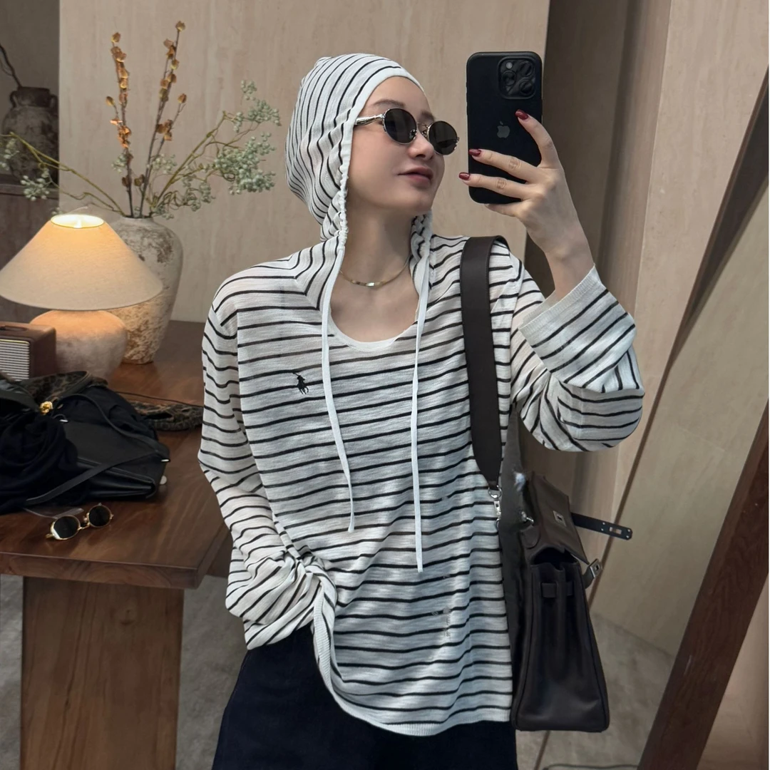 【CHU/2025SSNEW】原创设计《向由》连帽条纹刺绣上衣CD2514