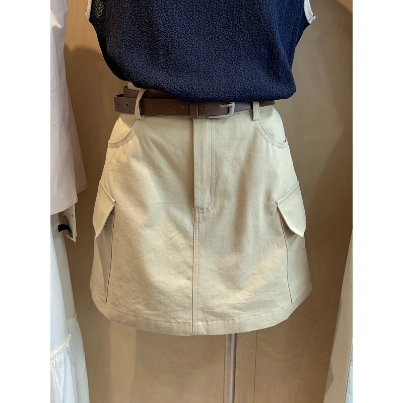 别提多好穿了~时尚气质韩国东大门纯色百搭韩版甜美高腰A字摆半裙