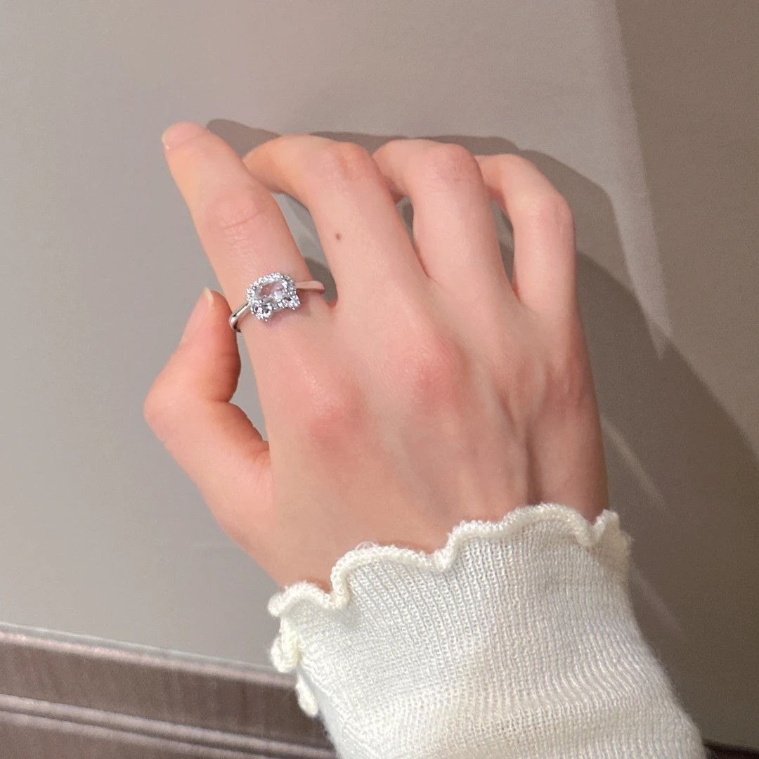 SG2357-［kitty戒指］合金锆石白水晶戒指均有色差瑕多样性发