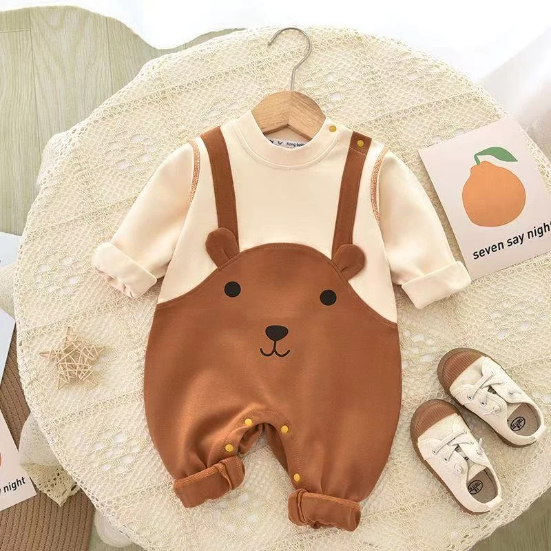 婴儿宝宝新生儿春秋洋气卡通打底衣爬服