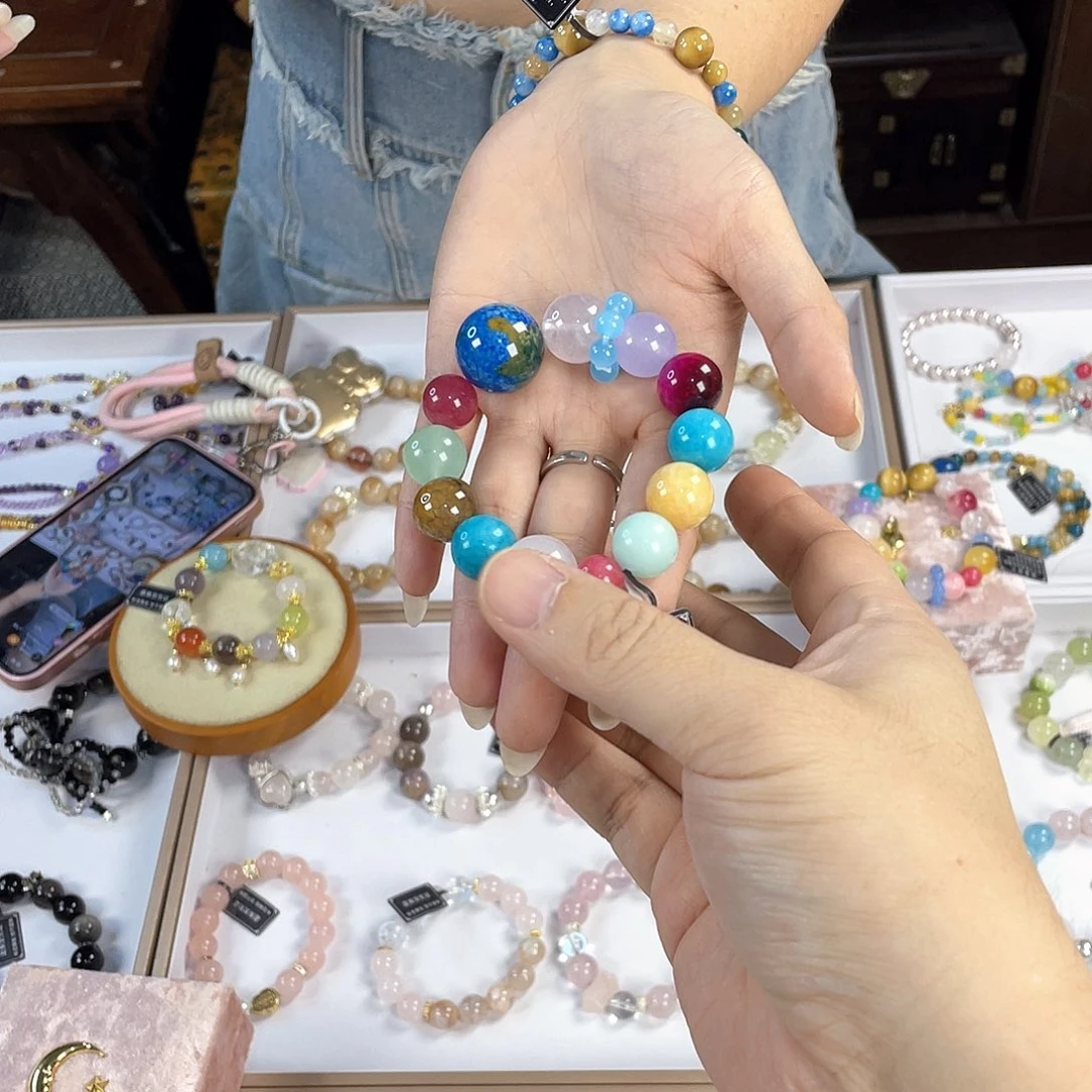 水晶手链银S925镀金镶嵌