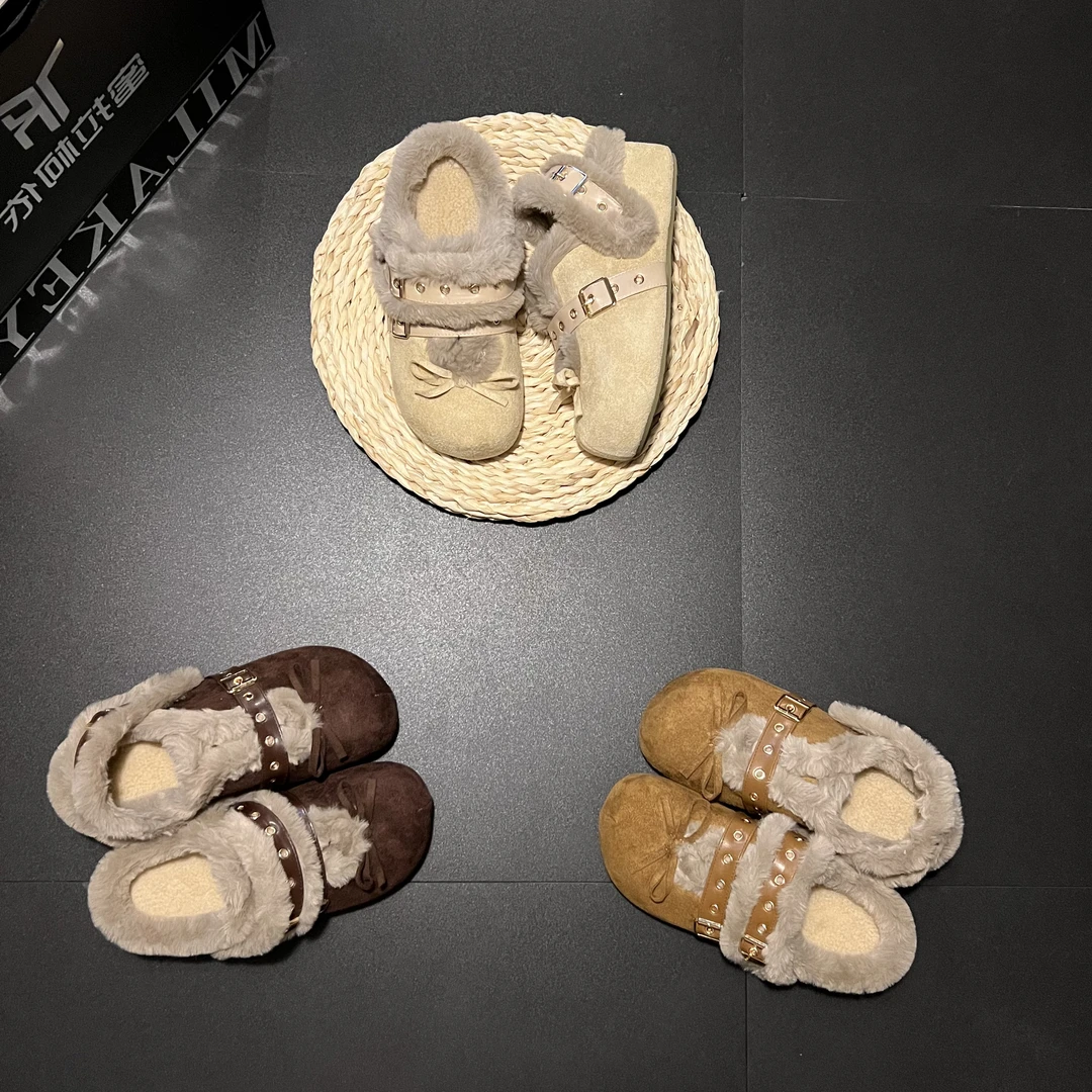 2025年秋冬季新款百搭复古蝴蝶结网红爆款休闲舒适平跟半包单鞋