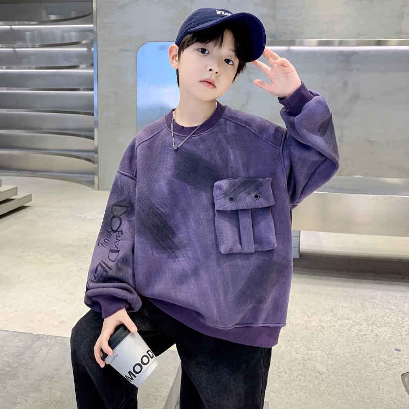 儿童装男童春装卫衣2025新款中大童圆领春秋款洋气宽松帅气上衣潮
