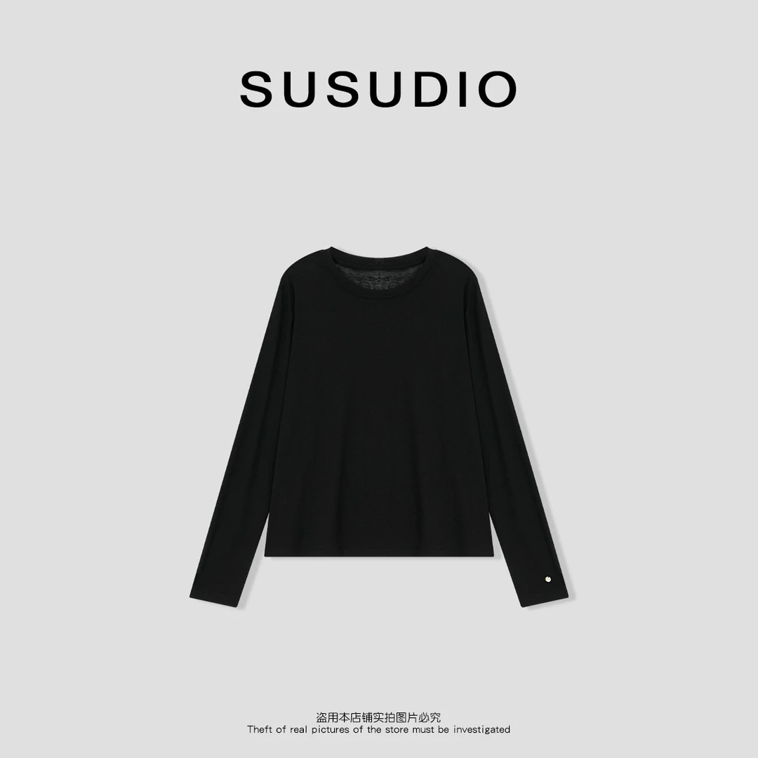 SUSUDIO③ 春夏季韩版圆领正肩宽松气质内搭长袖T恤 10267