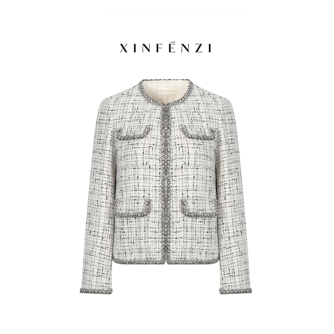 【恰好时光】XINFENZI 圆领经典四口袋3D雾感时尚小香外套 WJK34563