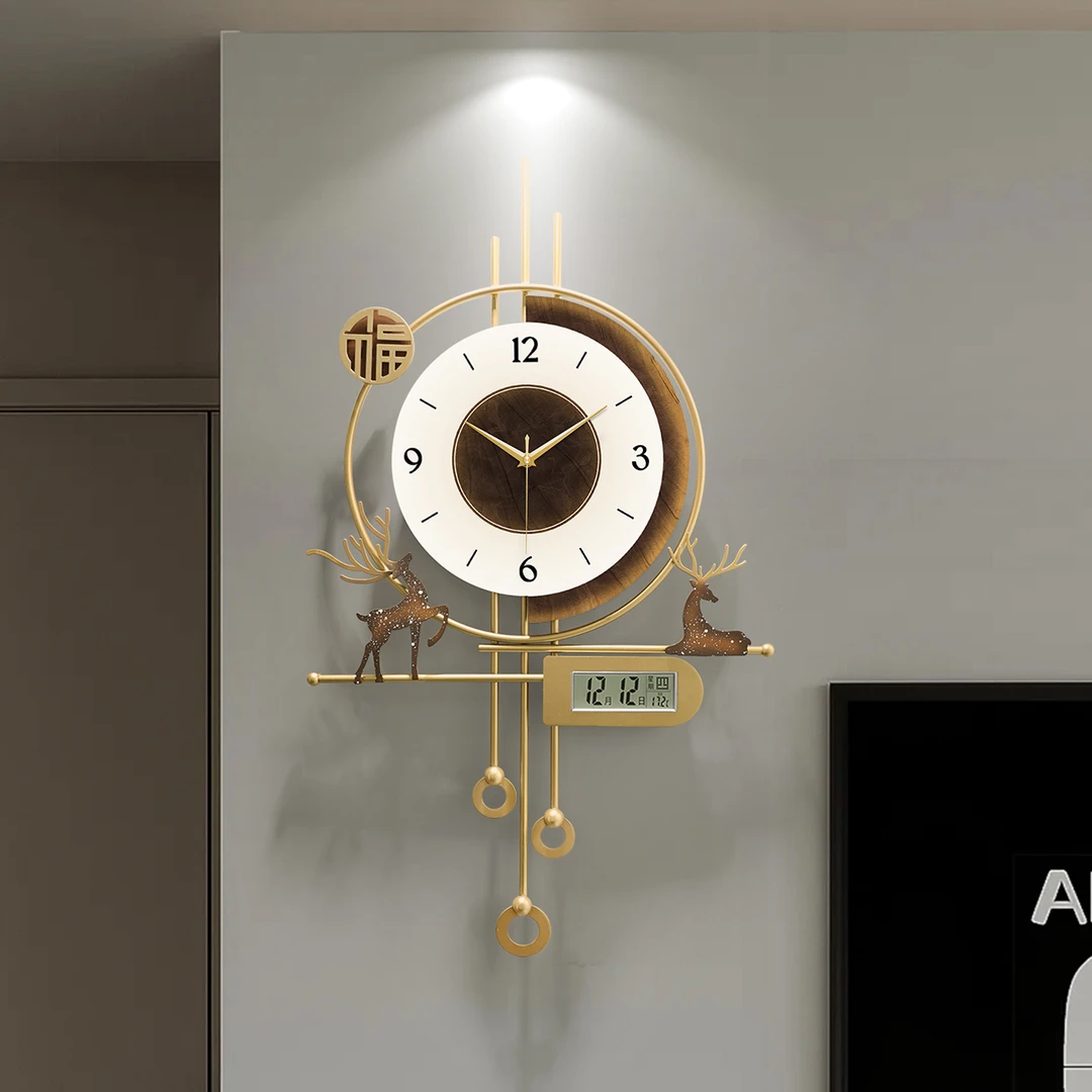 2025新款万年历装饰钟表挂钟客厅时钟挂墙创意轻奢高级感静音挂表