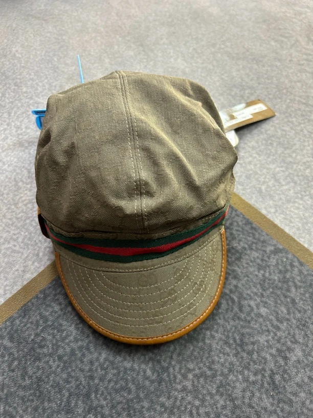 95新 GUCCI/古驰 古驰gucci军绿色老花鸭舌帽95新 微瑕