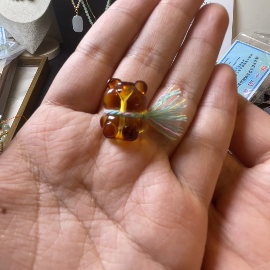 琥珀未镶嵌手链小熊蜜蜡
