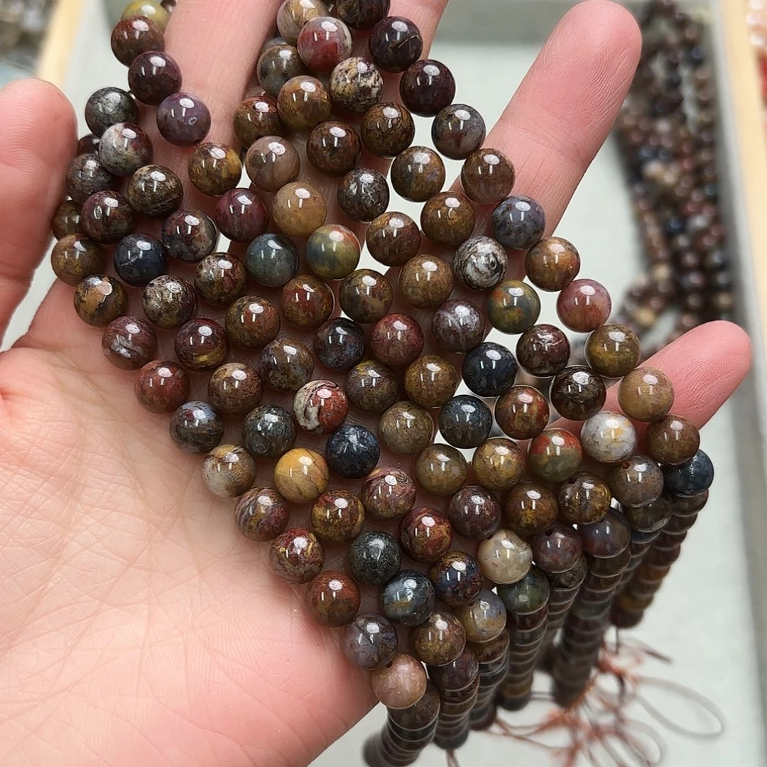 玛瑙/玉髓未镶嵌珠宝半成品卡8彼得石圆珠一条