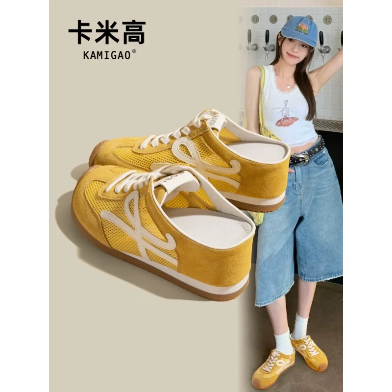 7cm内增高半拖德训鞋女2025新款夏季网面透气厚底轻便运动休闲鞋