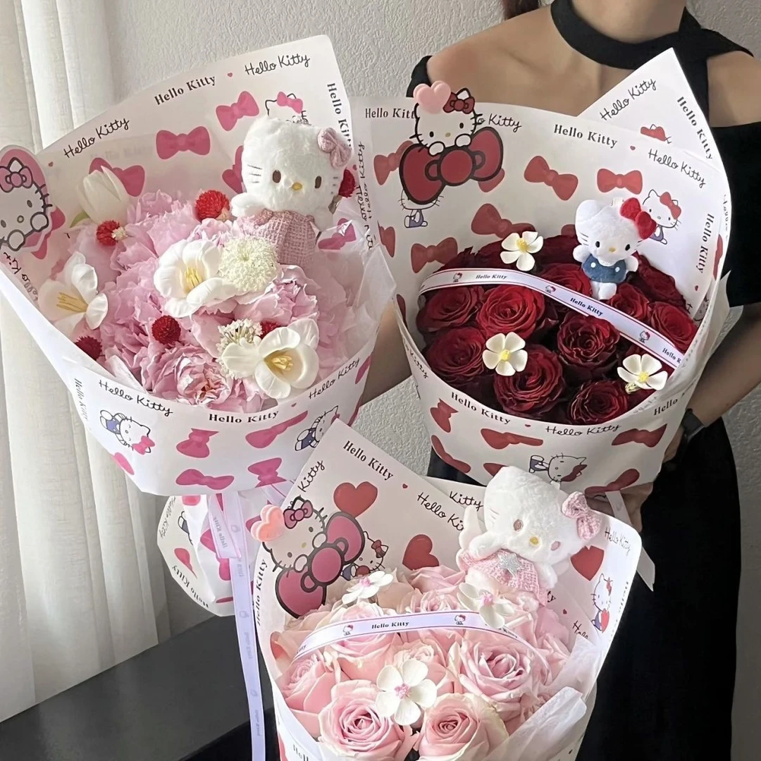 新款儿童节helloKitty系列包装纸鲜花花纸花束花艺diy花店材料
