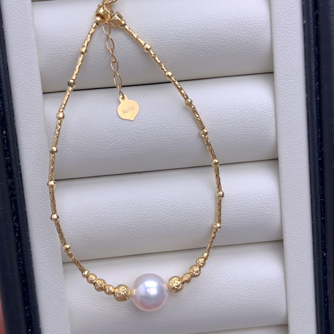 18K金镶嵌手链海水珍珠