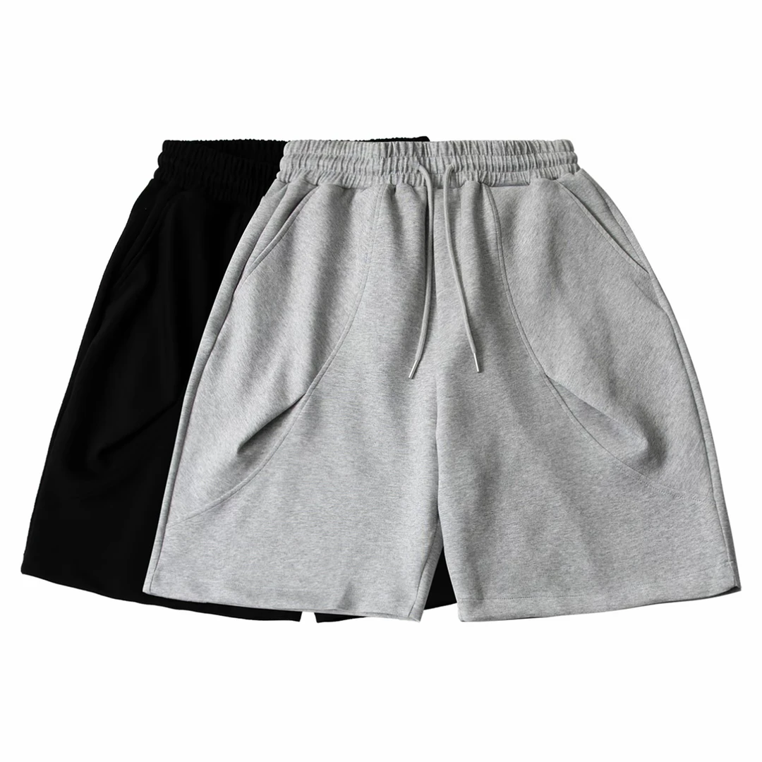 【暗褶圆弧剪裁】美式运动灰色短裤男士夏季新款重磅挺阔休闲五分裤