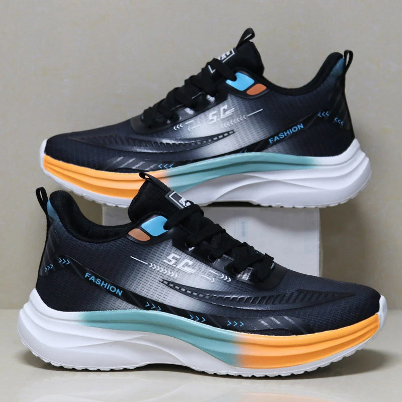 秋季新款男鞋飞织运动跑步鞋网面轻便男士休闲鞋软底透气百搭潮鞋