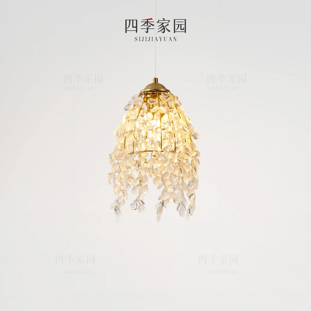 法式轻奢水晶小吊灯复古简约卧室床头吊线灯衣帽间玄关艺术高级感