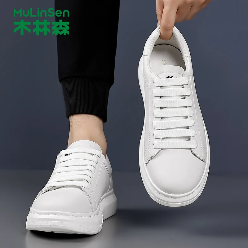 木林森男鞋2025新款潮流百搭高级感休闲板鞋男士正品增高小白鞋Y