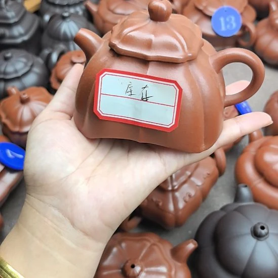 紫砂茶壶朱泥筋纹小玉林220cc