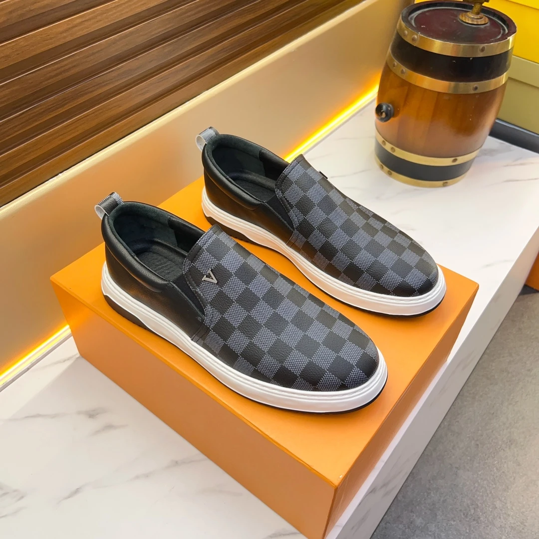 2025新款乐福鞋男轻便透气夏季高档轻奢休闲鞋格子印花奢侈品男鞋