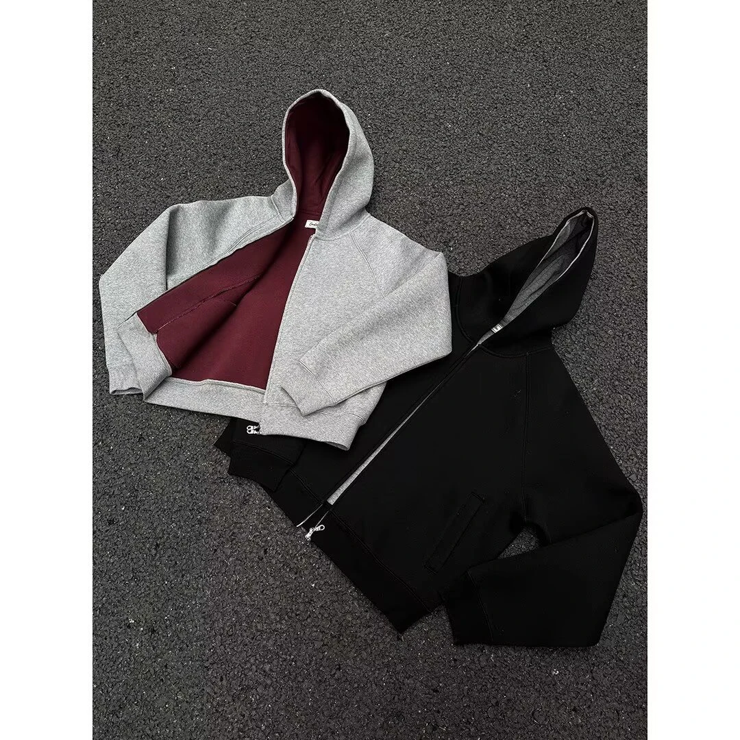 春秋季情侣百搭重磅双拉链卫衣男女宽松连帽开衫美式休闲运动外套