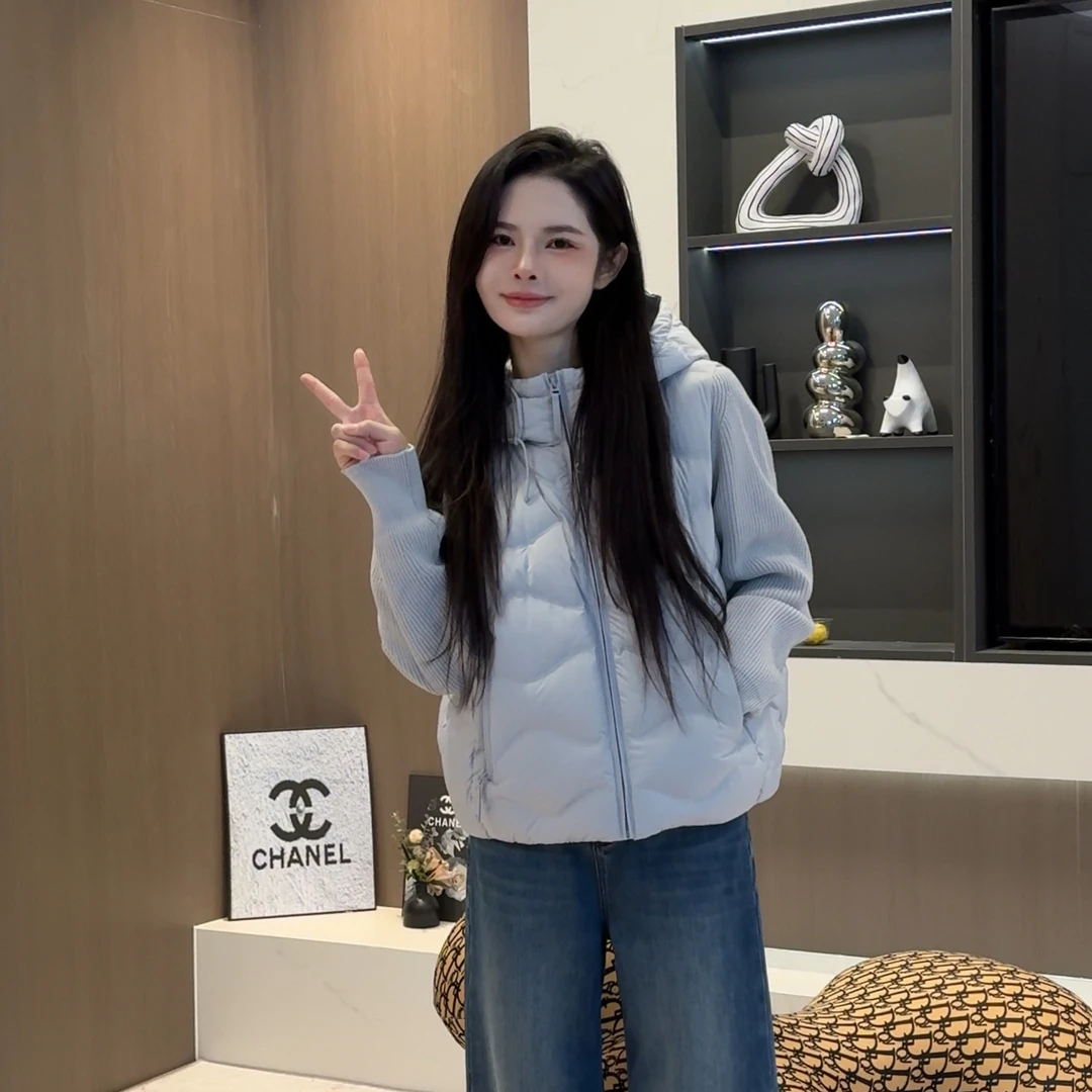 宿慕90白鸭绒针织拼接羽绒服冬季新款韩版羽绒服1025小雨女装自产