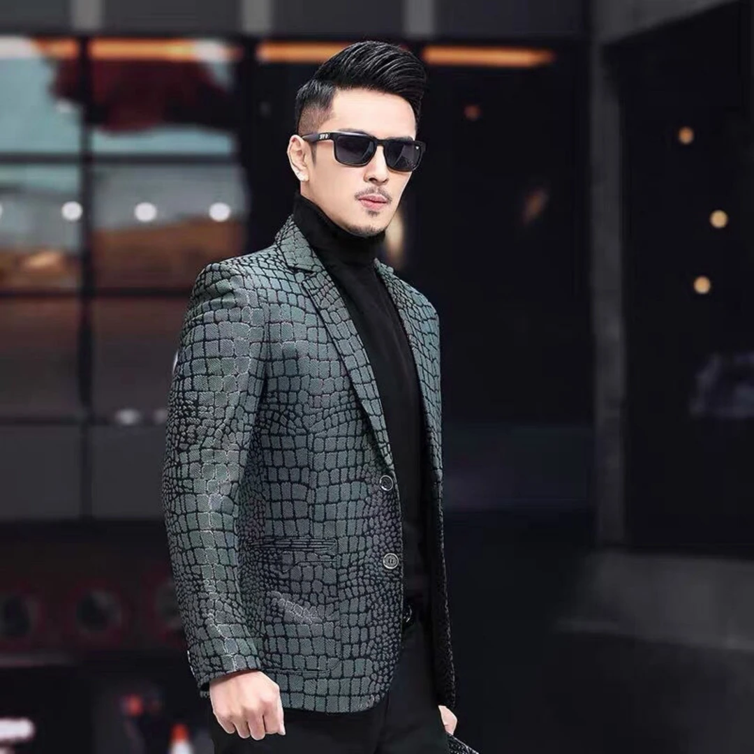 2025新款皮衣男潮夹克外套软绵羊皮真皮西装外套男潮休闲帅气短款