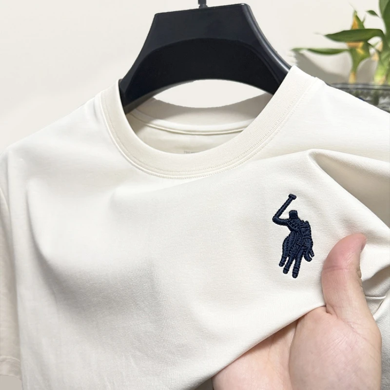 CATIA SELI高端t恤短袖男装潮圆领冰丝薄款上衣男夏季新款体恤