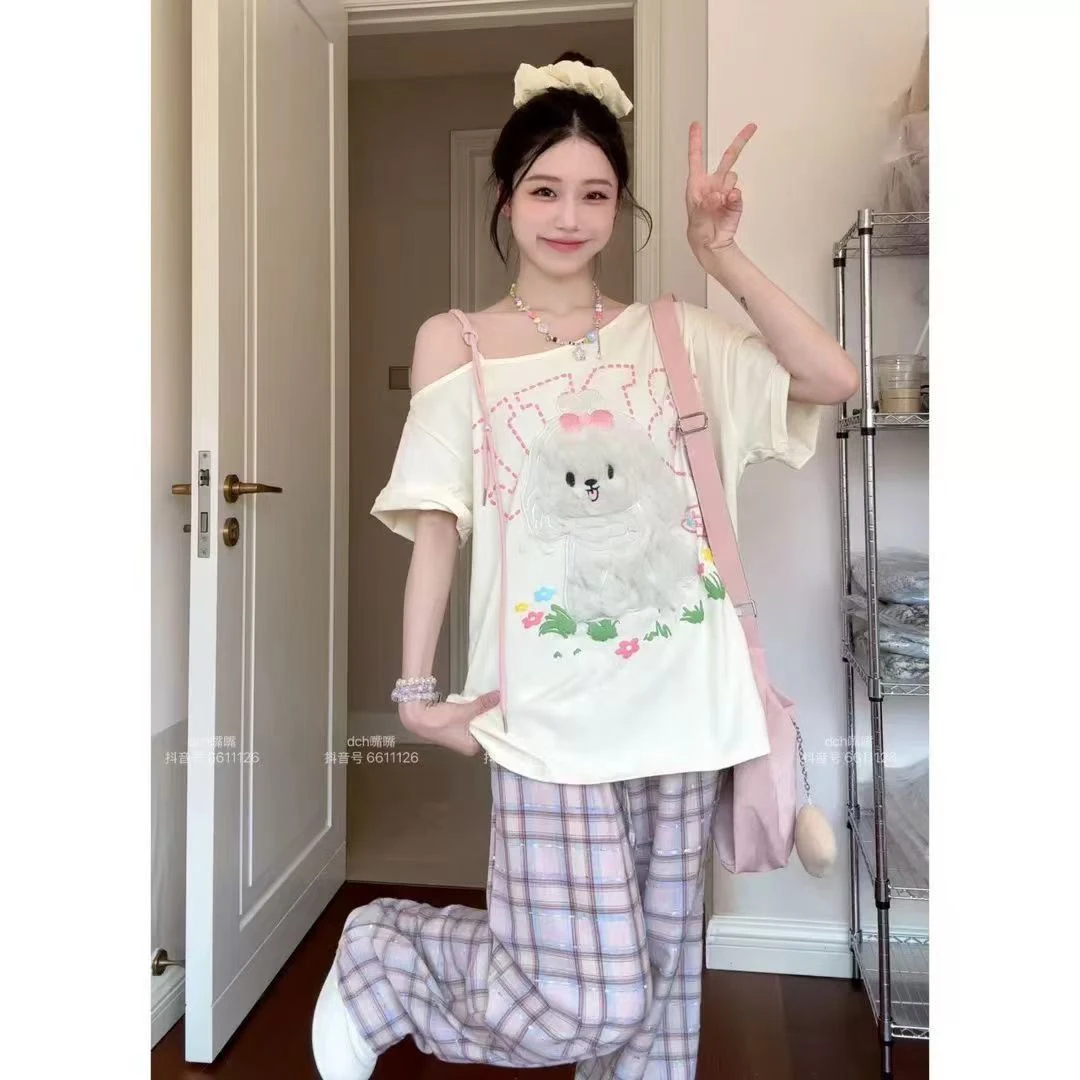 少女风可爱风公主风甜美时尚套装夏季春夏短裤小众宽松印花