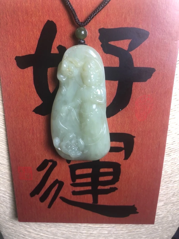 特卖新疆若羌黄口和田玉招财站观音吊坠发抖音基地孤品手慢无