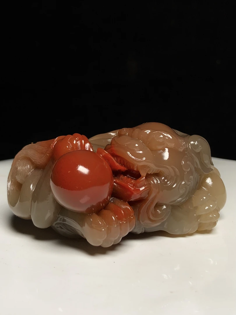 寿山石瑞兽手把件摆件