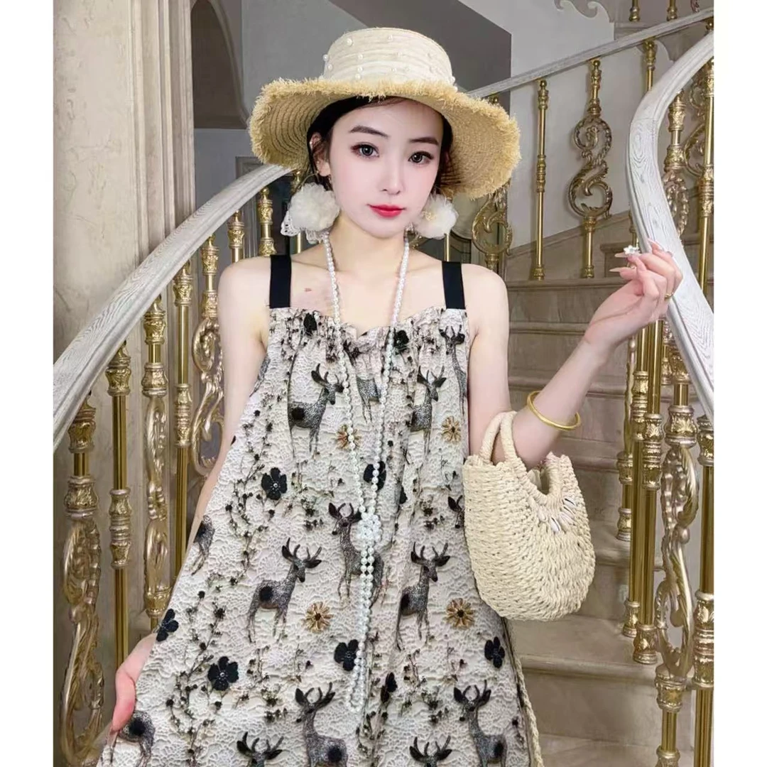 一老板【一鹿生花】春夏新款百搭时尚大码连衣裙碎花女装