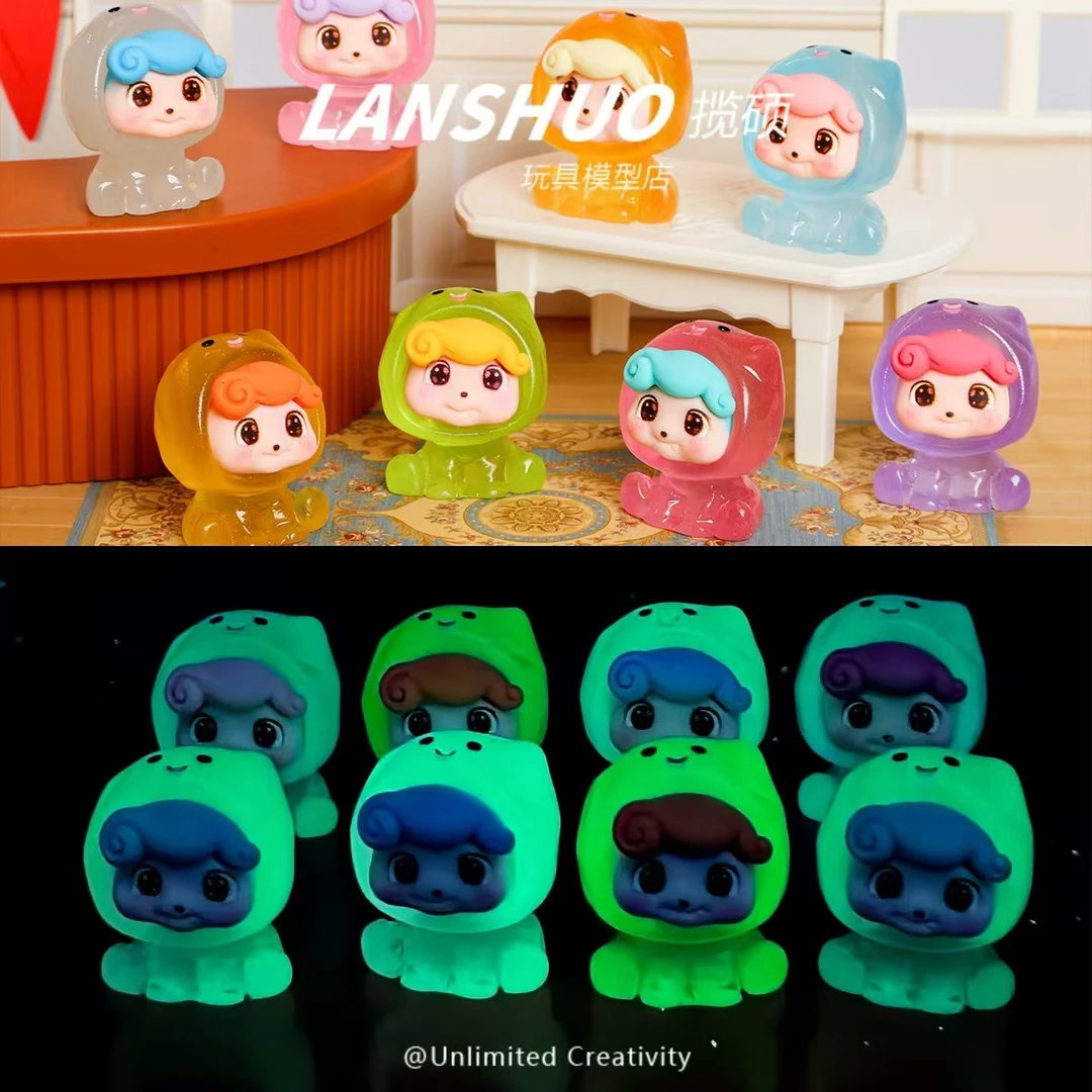 卡通创意树脂立体夜光冰雪q人摆件